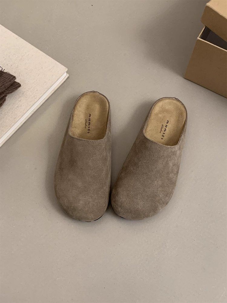 Plain Suede Faux Mules