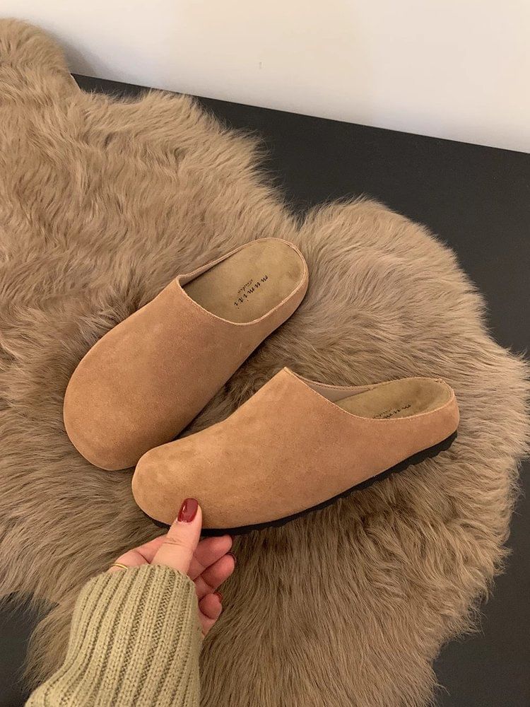 Plain Suede Faux Mules