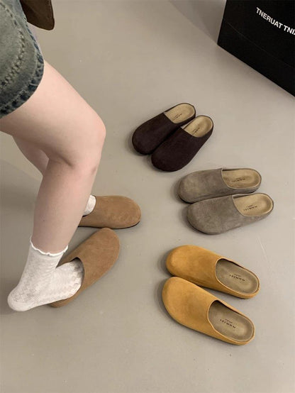 Plain Suede Faux Mules