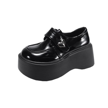 Heart Accent Faux Leather Platform Loafers