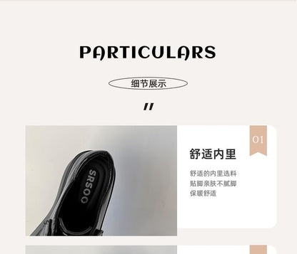 Heart Accent Faux Leather Platform Loafers