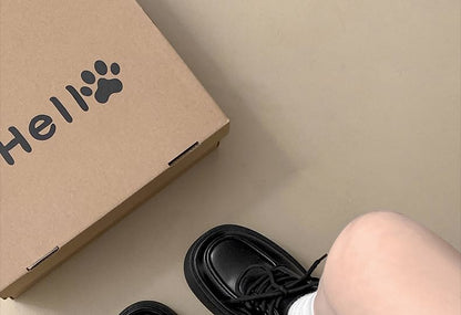 Heel Chunky Lace-Up Platform Shoes Derby