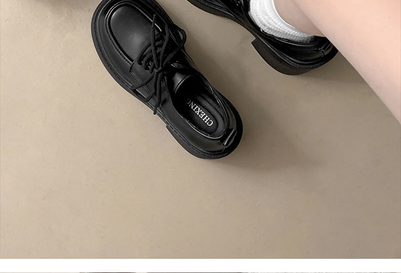 Heel Chunky Lace-Up Platform Shoes Derby