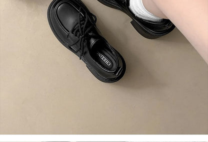 Heel Chunky Lace-Up Platform Shoes Derby
