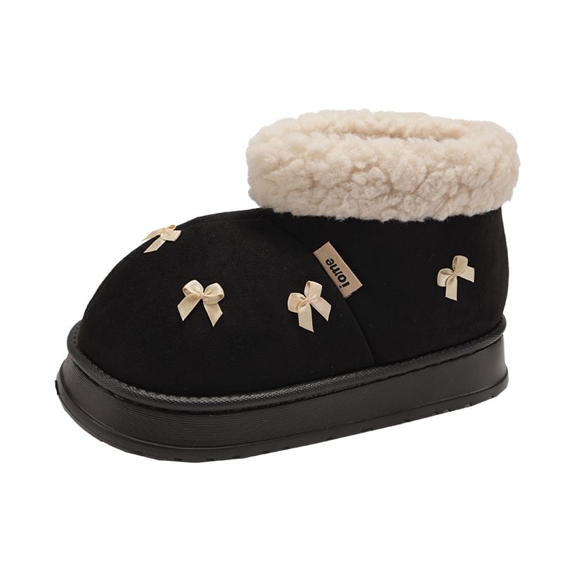 Bow Fleece-Lined Platform Short Snow Boots