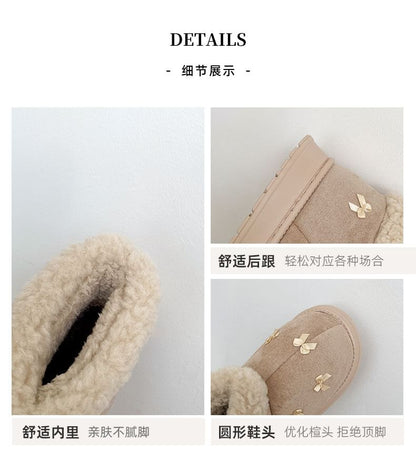 Bow Fleece-Lined Platform Short Snow Boots