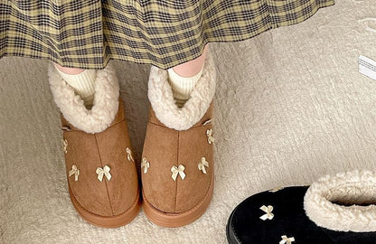 Bow Fleece-Lined Platform Short Snow Boots