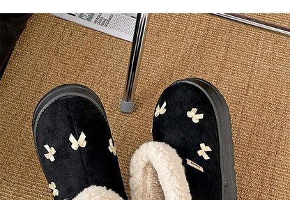 Bow Fleece-Lined Platform Short Snow Boots