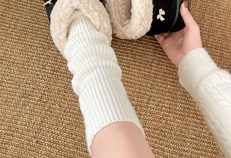 Bow Fleece-Lined Platform Short Snow Boots