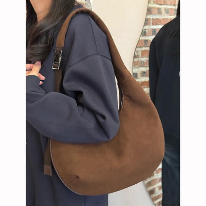 Plain Faux Suede Shoulder Bag