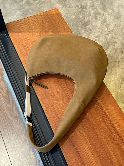 Plain Faux Suede Shoulder Bag
