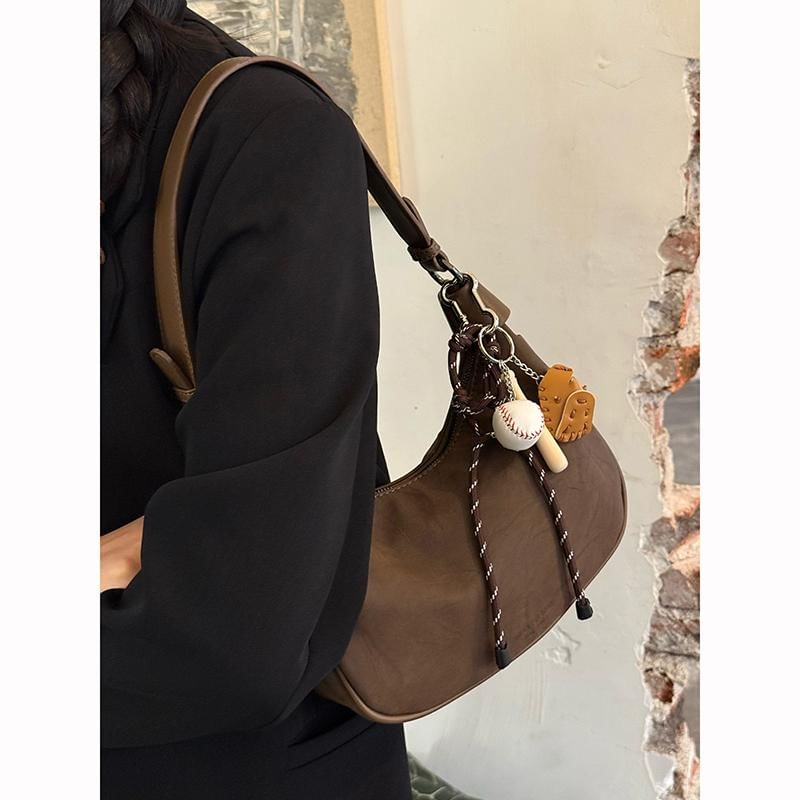 Plain Faux Suede Shoulder Bag