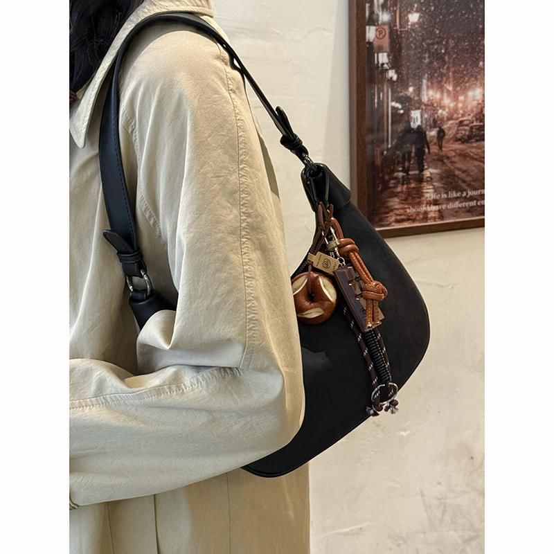 Plain Faux Suede Shoulder Bag