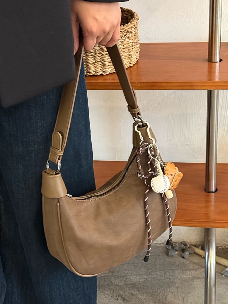 Plain Faux Suede Shoulder Bag