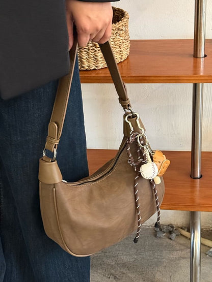 Plain Faux Suede Shoulder Bag