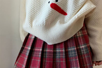 Plaid Pleated Mini Skirt - High Rise Style