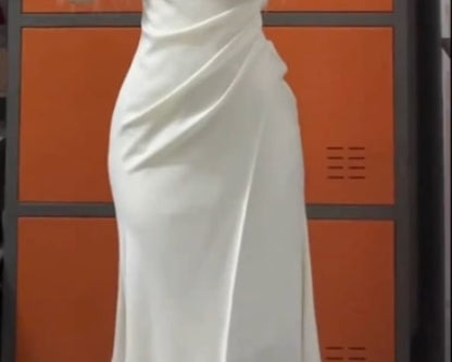 Off-Shoulder Fluffy Trim Ruche Mermaid Evening Gown