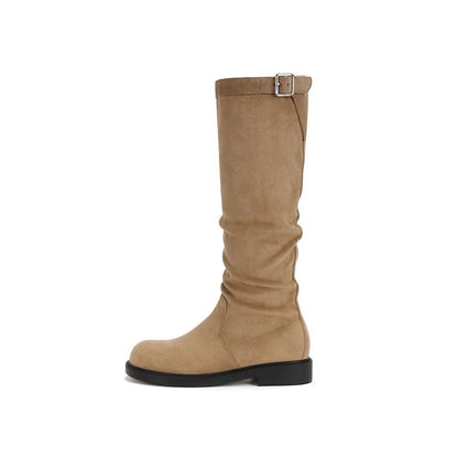 Plain Buckled Mid Calf Boots / Tall Boots