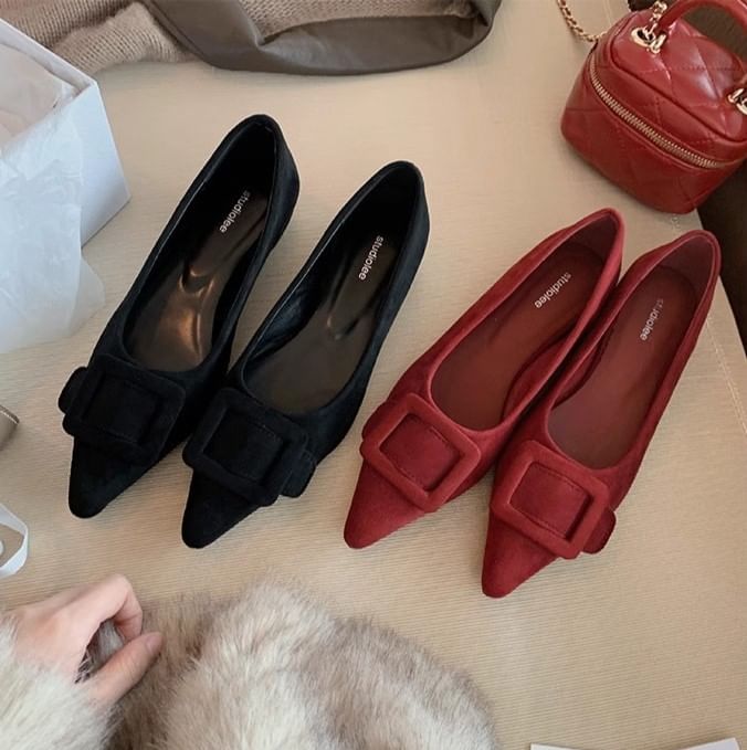 Buckled Pointed Toe Flats