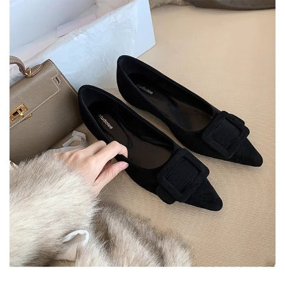 Buckled Pointed Toe Flats
