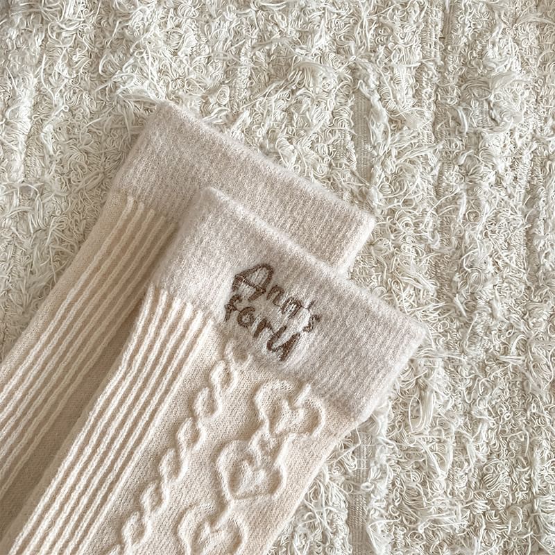 Letter Embroidered Crew Socks