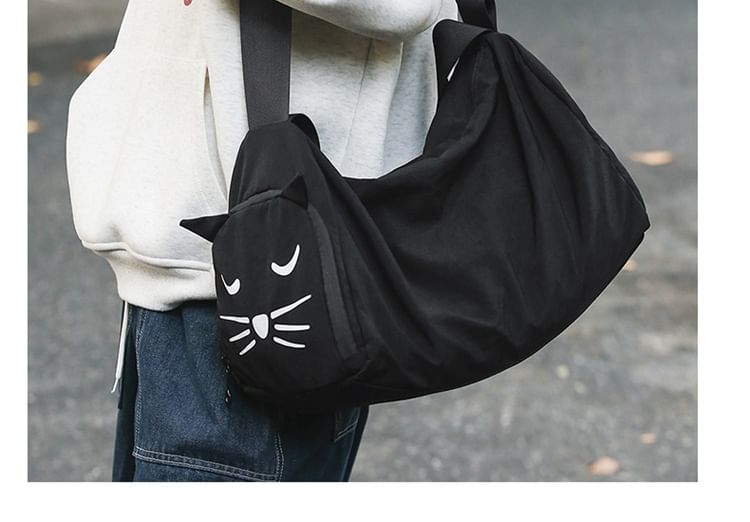 Cat Print Messenger Bag Nylon