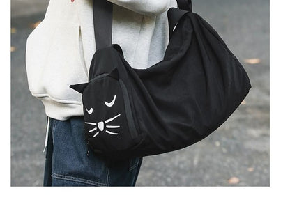 Cat Print Messenger Bag Nylon