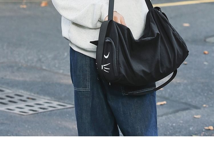 Cat Print Messenger Bag Nylon