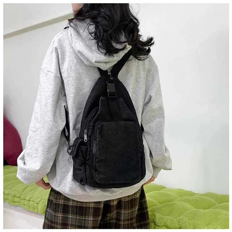 Buckle Denim Bag Sling