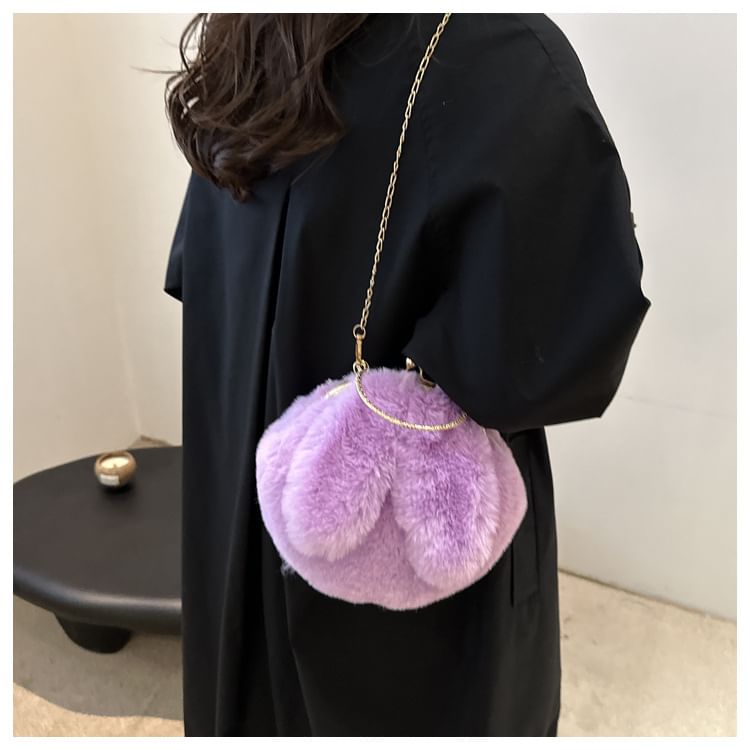 Fluffy Rabbit Ear Chain Strap Crossbody Bag