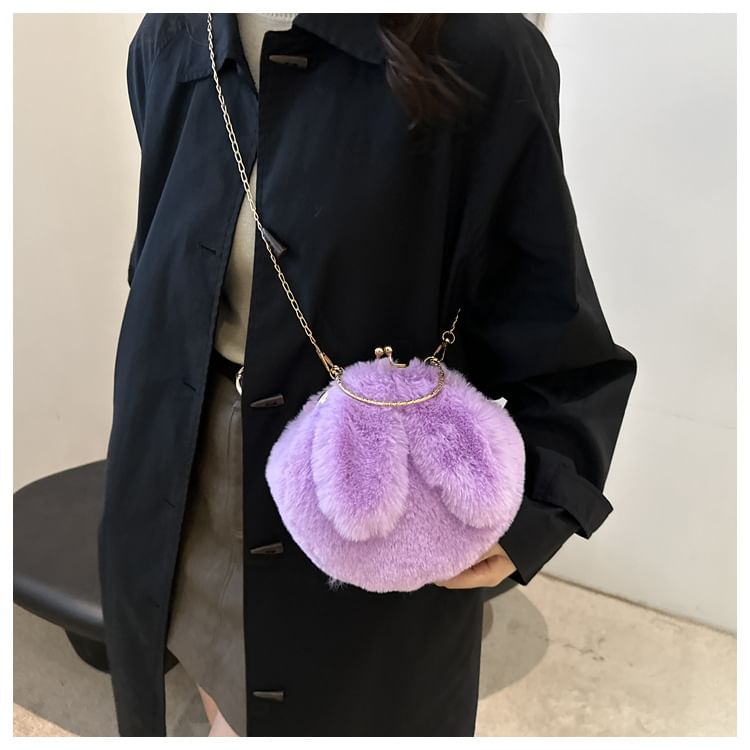 Fluffy Rabbit Ear Chain Strap Crossbody Bag