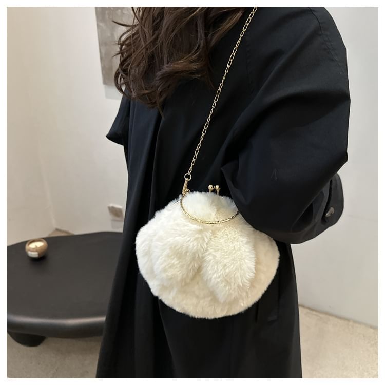 Fluffy Rabbit Ear Chain Strap Crossbody Bag