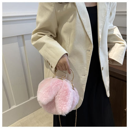 Fluffy Rabbit Ear Chain Strap Crossbody Bag