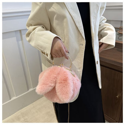 Fluffy Rabbit Ear Chain Strap Crossbody Bag