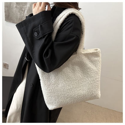 Plain Faux Shearling Tote Bag