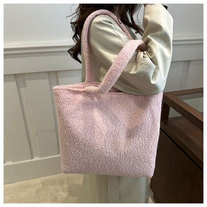 Plain Faux Shearling Tote Bag