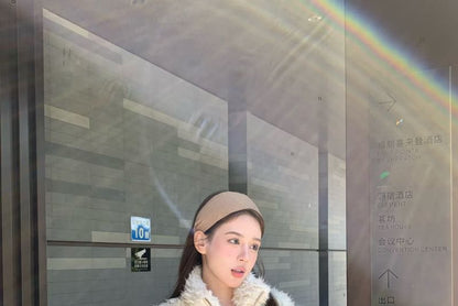 Fluffy Floral Zip Jacket / High Rise Faux Leather Wide Leg Pants