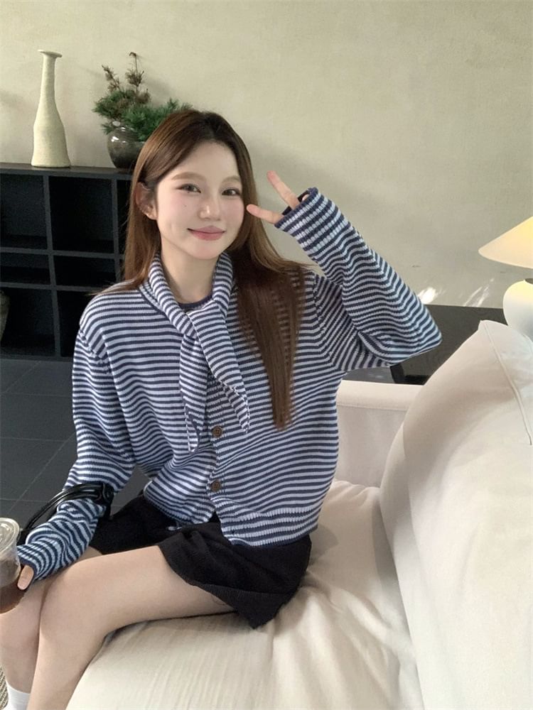 Striped Shawl Collar Button Front Jacket
