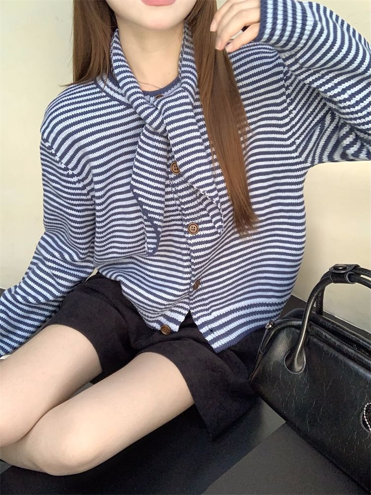 Striped Shawl Collar Button Front Jacket