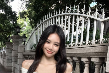 Scoop Neck Plain Cable Knit Sweater