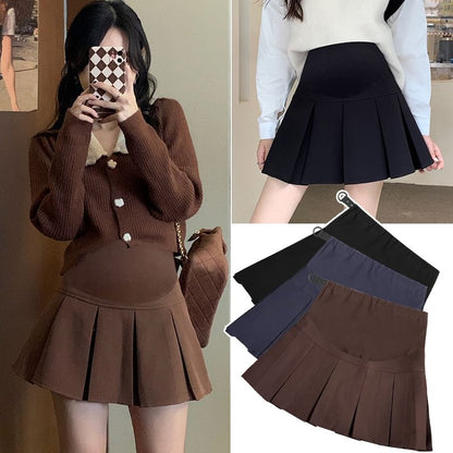 Maternity Mini Pleated Skirt - Solid Color