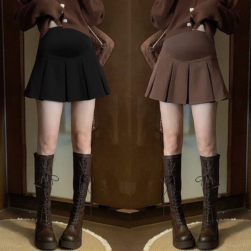 Maternity Mini Pleated Skirt - Solid Color