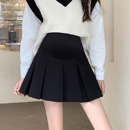 Maternity Mini Pleated Skirt - Solid Color
