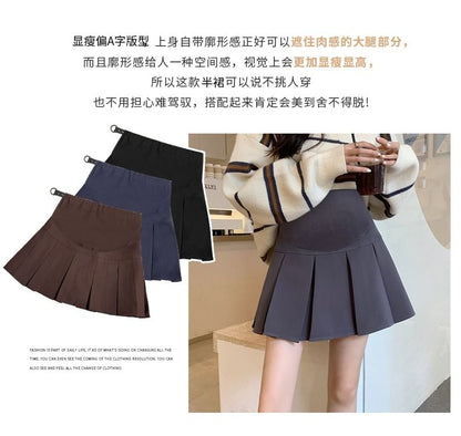 Maternity Mini Pleated Skirt - Solid Color
