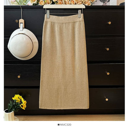 Cozy Knit Skirt with Side Slit - Five Color Options