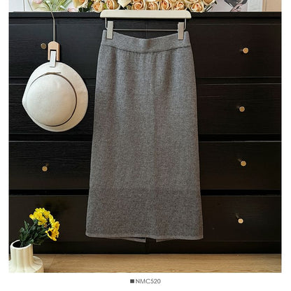 Cozy Knit Skirt with Side Slit - Five Color Options