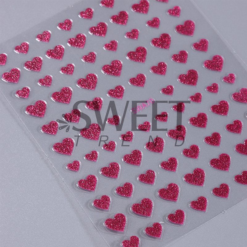 Heart Glitter Nail Art Stickers