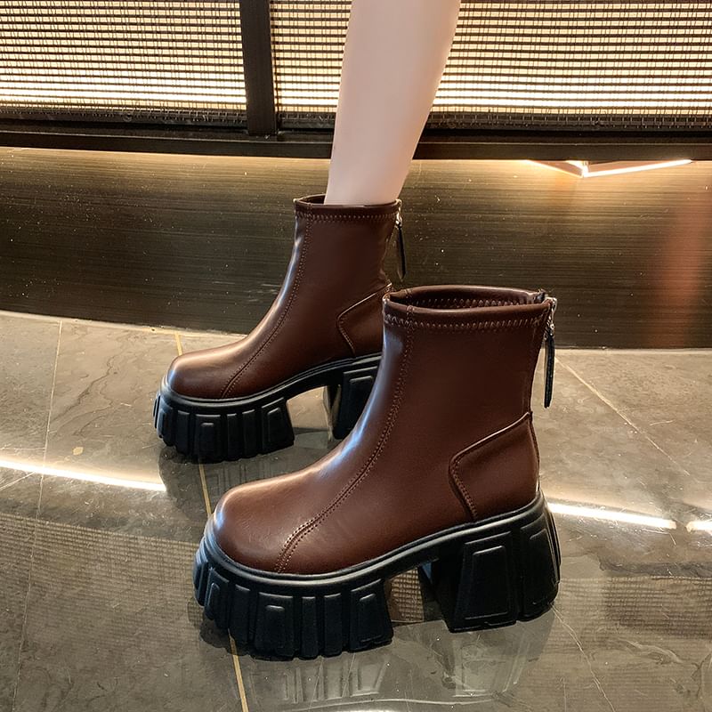 Faux Leather Platform Short Boots