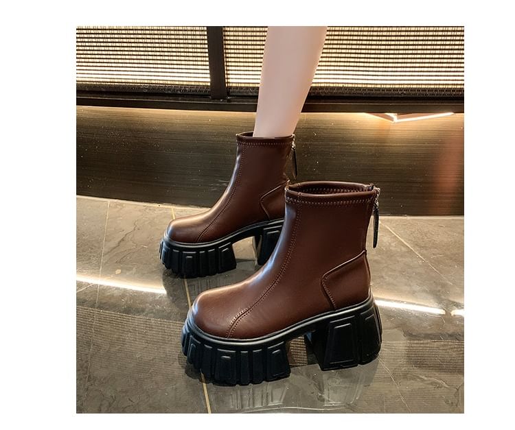 Faux Leather Platform Short Boots