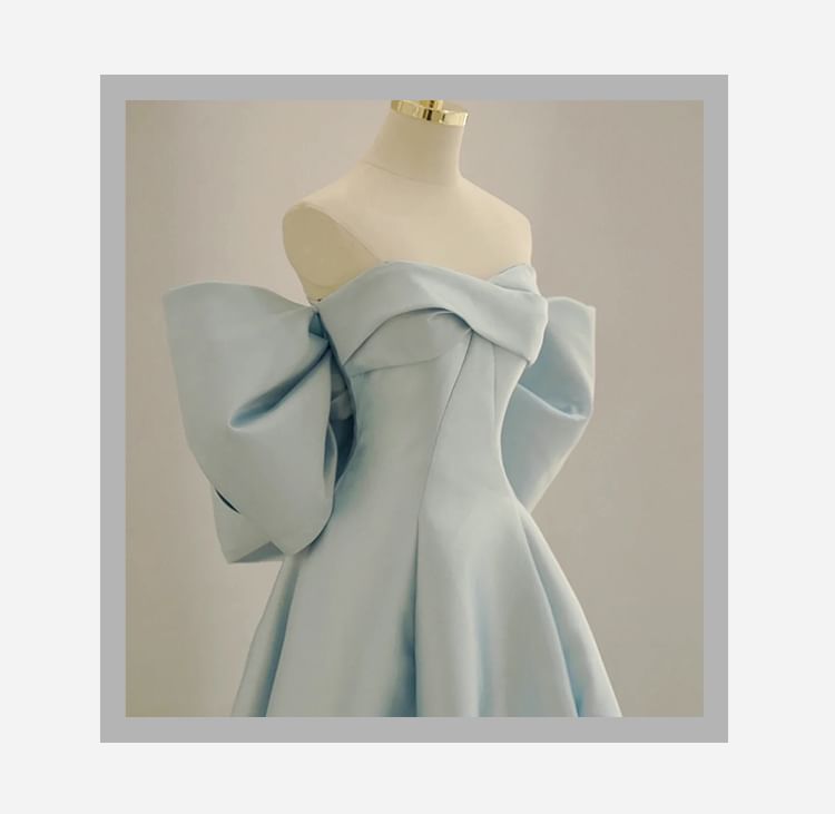Strapless Plain Bow Back A-Line Ball Gown